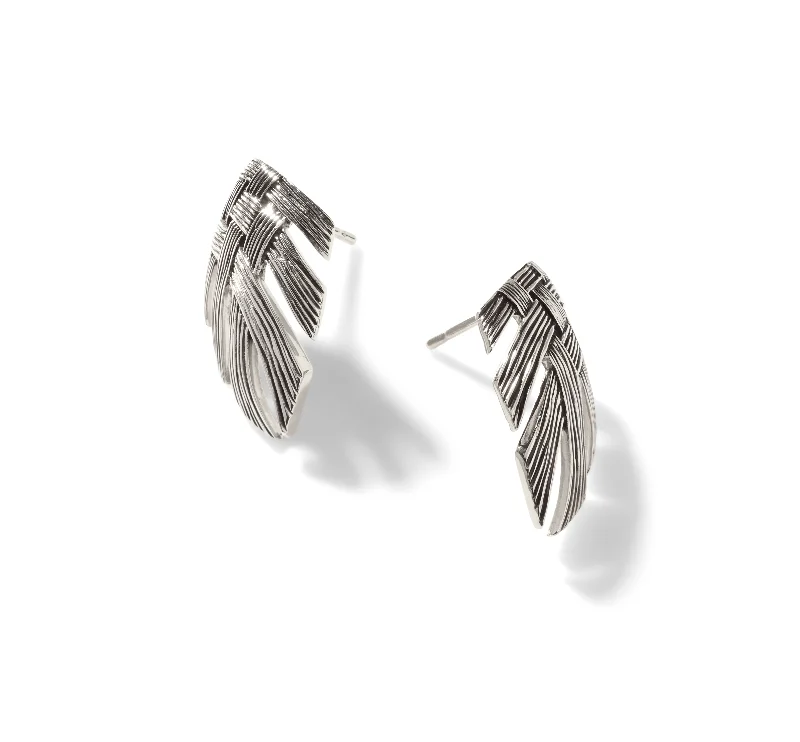 Hoop earrings with rhinestone-studded rims for a glamorous touch-John Hardy Bamboo Woven Earrings