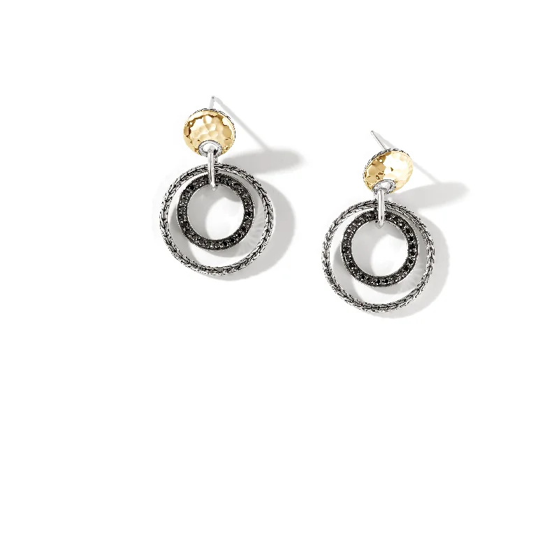 Small hoop earrings for a delicate and understated everyday wear-John Hardy Hammered Yellow Gold & Silver Earrings