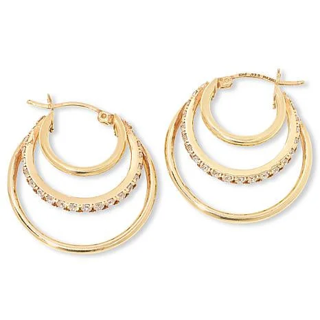 Hoop earrings with pearl accents for a chic and classic style-Katharine McPhee Triple-Tiered Hoop Earrings - Sterling Silver