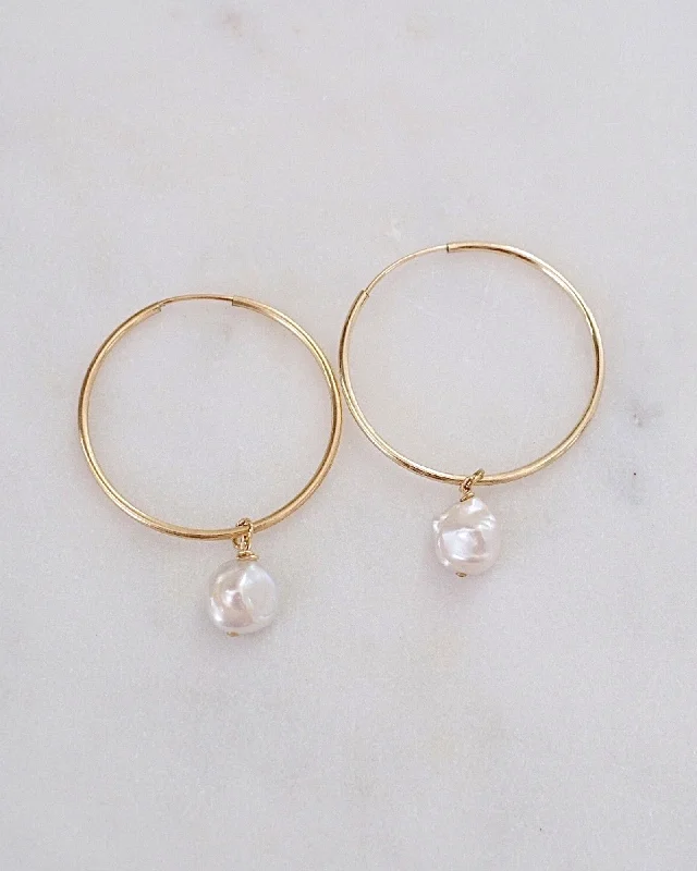 Best hoop earrings with delicate chain details for a trendy and stylish design-Keshi Pearl Hoop Earrings