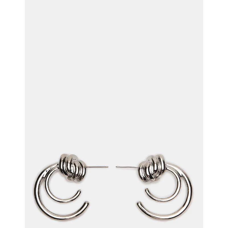 Hoop earrings with snake print designs for an edgy, wild appearance-Knot Hoop Earrings Silver