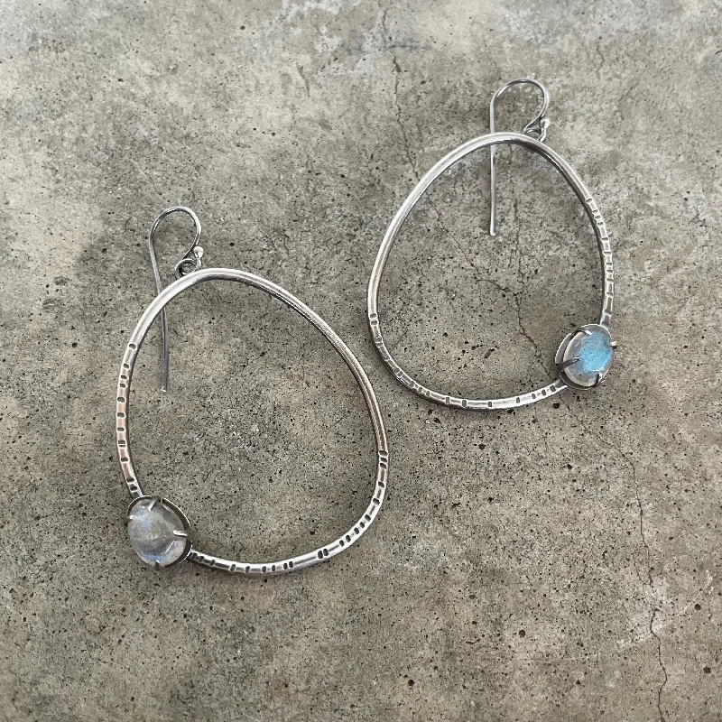 Hoop earrings with satin finishes for a smooth and elegant appearance-labradorite hatch hoops