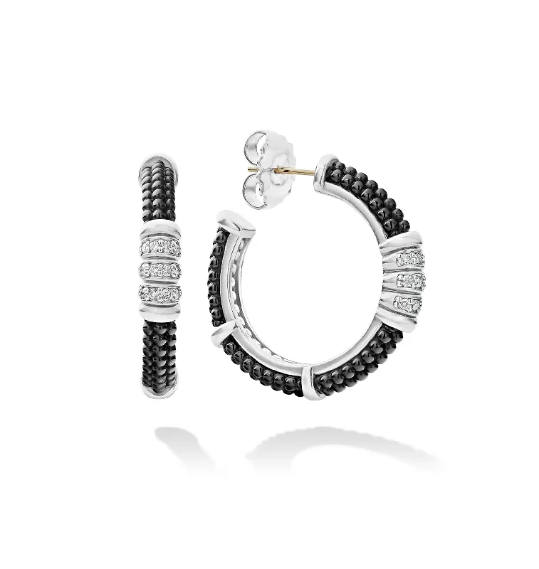 Best hoop earrings with twisted rope designs for a nautical-inspired style-LAGOS Black Caviar Ceramic Beaded Hoop Earrings