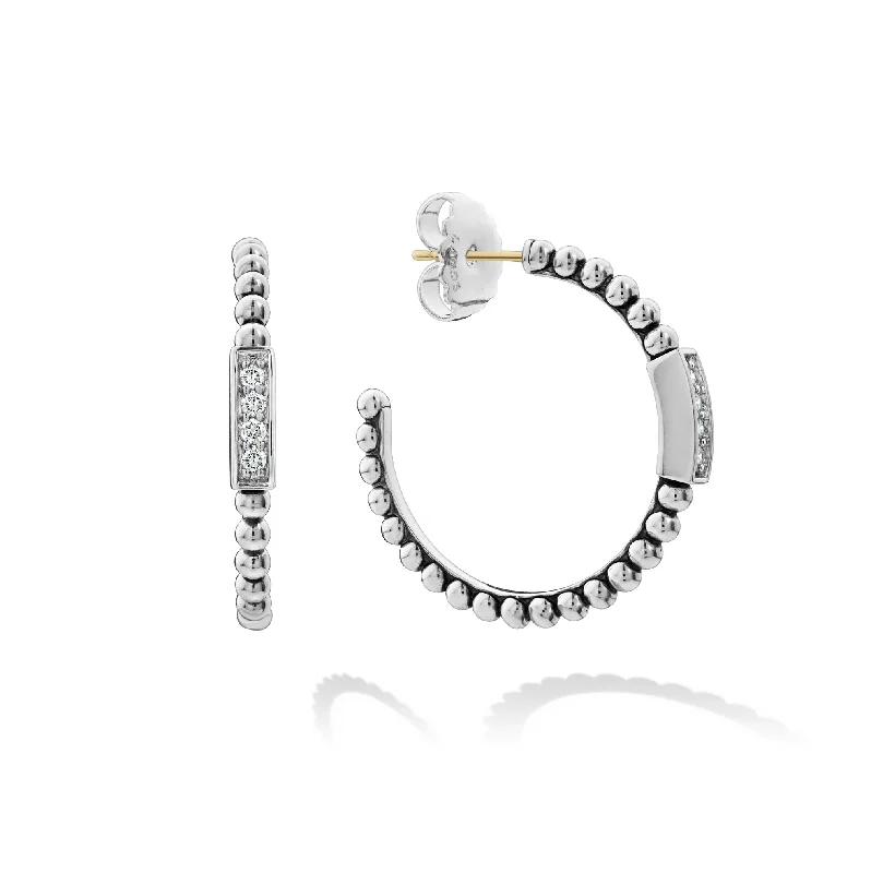 Best hoop earrings with lever-back closures for secure and easy wear-LAGOS Caviar Spark Beaded Diamond Hoop Earrings