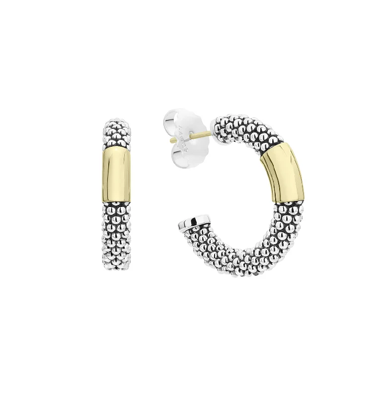 Hoop earrings with cut-out designs for a creative and lightweight effect-LAGOS High Bar Gold Station Caviar Hoop Earrings