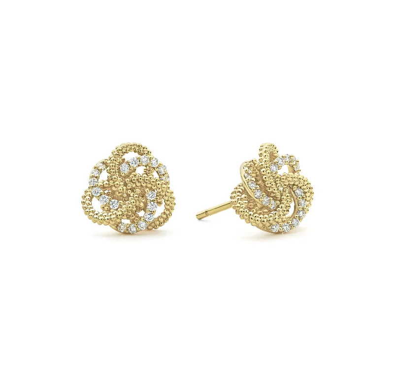 Hoop earrings with crescent moon shapes for a celestial and mystical appearance-LAGOS Love Knot Large Gold Diamond Earrings