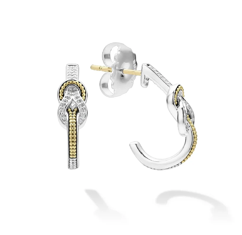 Best hoop earrings with multi-colored gemstones for a vibrant and lively touch-LAGOS Newport Two Tone Knot Diamond Half Hoop Earrings