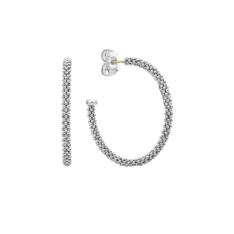 Best hoop earrings with sparkling cubic zirconia for a brilliant, budget-friendly effect-LAGOS Signature Caviar Large Hoop Earrings