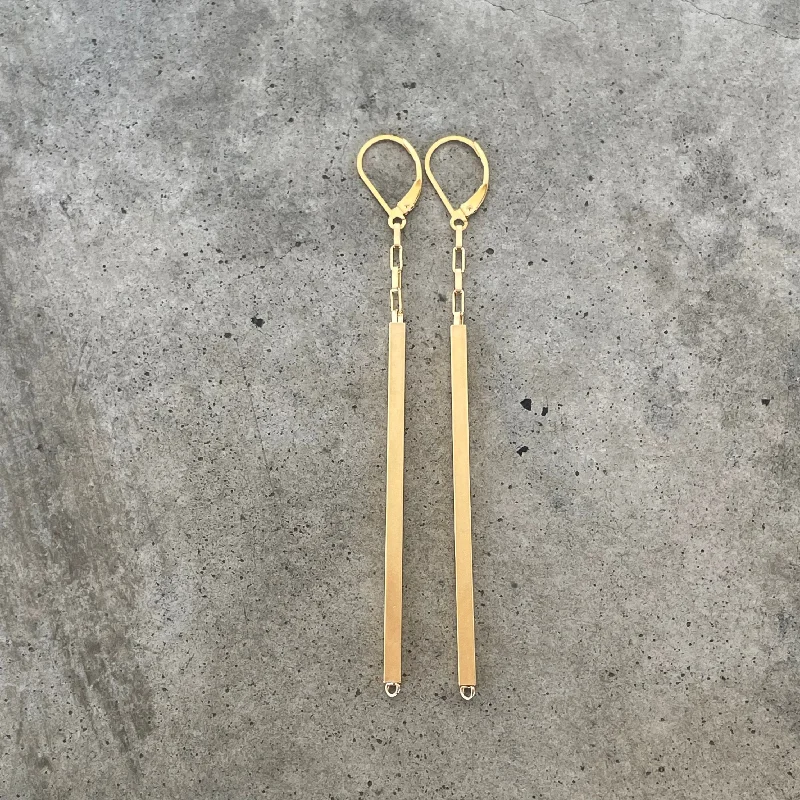 Hoop earrings with cut-out designs for a creative and lightweight effect-long bar earrings-vermeil