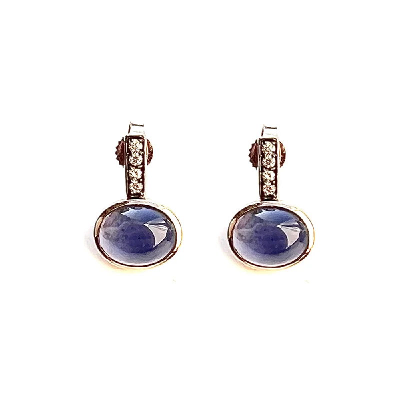 Best hoop earrings with geometric cuts for a sharp, modern appeal-Malba earrings Iolite cabochon