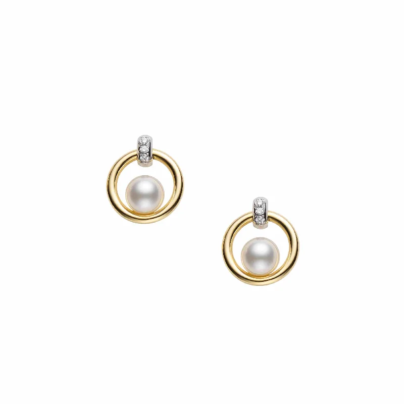 Best hoop earrings with butterfly motifs for a playful and whimsical appearance-Mikimoto 18K Yellow Gold and 18K White Gold Akoya Pearl Earrings