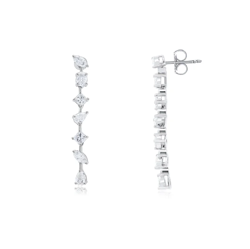 Hoop earrings with rhinestone embellishments for a glamorous and sparkling look-Mixed Shape Diamond Dangle Earrings