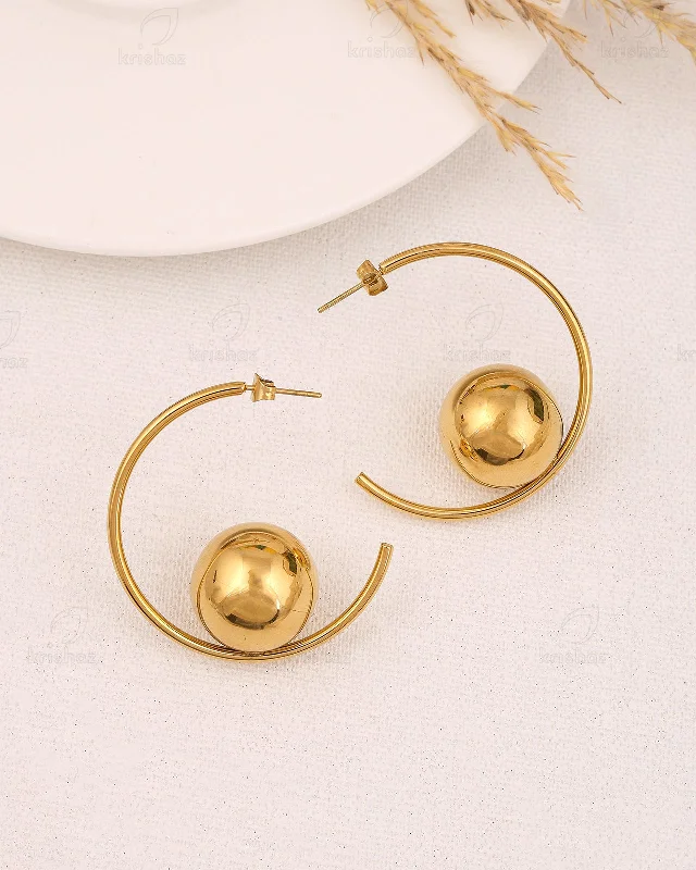 Hoop earrings with colorful beads for a fun and playful vibe-Moon Fashionable Hoops