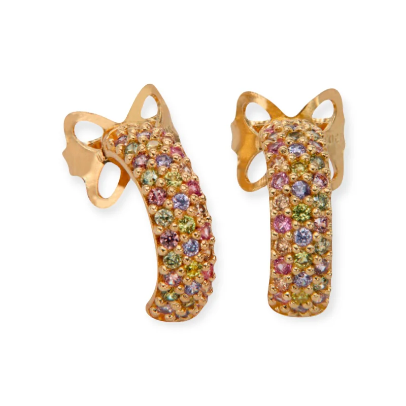 Best hoop earrings with oval shapes for a unique and elongated design-Adriana 18K Gold Plated Sterling Silver Hoops, Multi Color