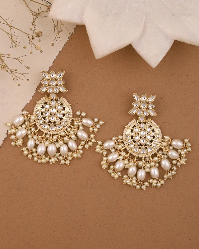 Hoop earrings with satin finishes for a smooth and elegant appearance-Neha Kundan Danglers-M