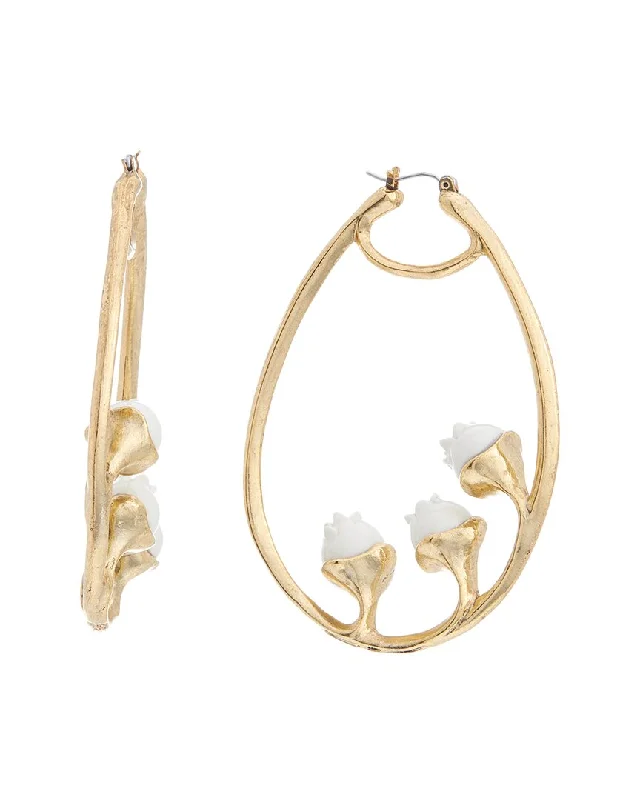 Hoop earrings with artistic filigree designs for an intricate, delicate finish-Oscar de la Renta 14K Lily of the Valley Earrings