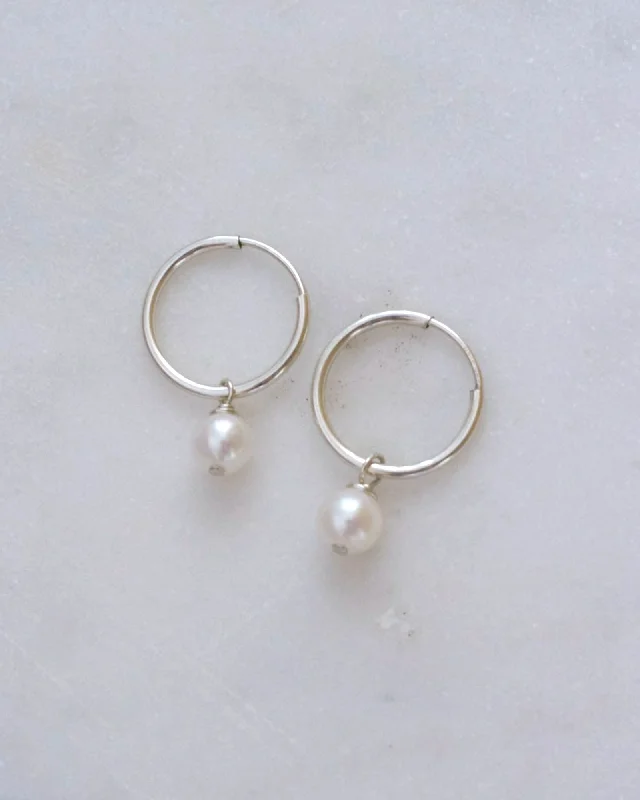 Best hoop earrings with cubic zirconia for a budget-friendly, dazzling look-Pearl Infinity hoops (Silver)