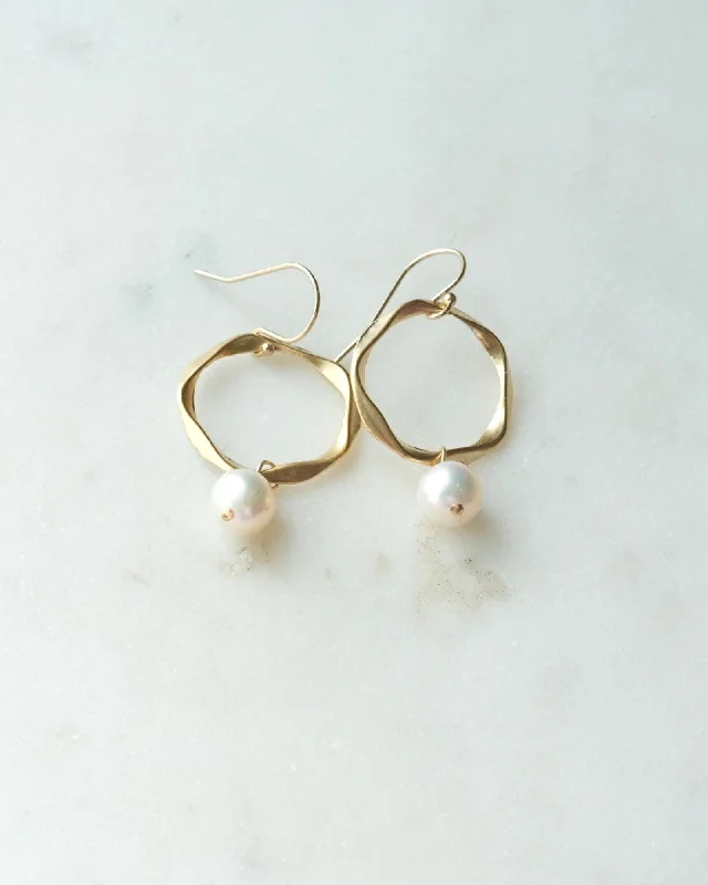 Best hoop earrings with butterfly motifs for a playful and whimsical appearance-Pearl Round Earrings