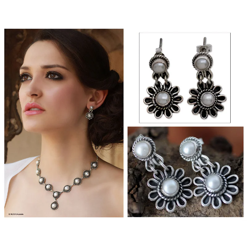 Hoop earrings with floral motifs for a feminine and nature-inspired look-Pristine Blossom Pearl Earrings