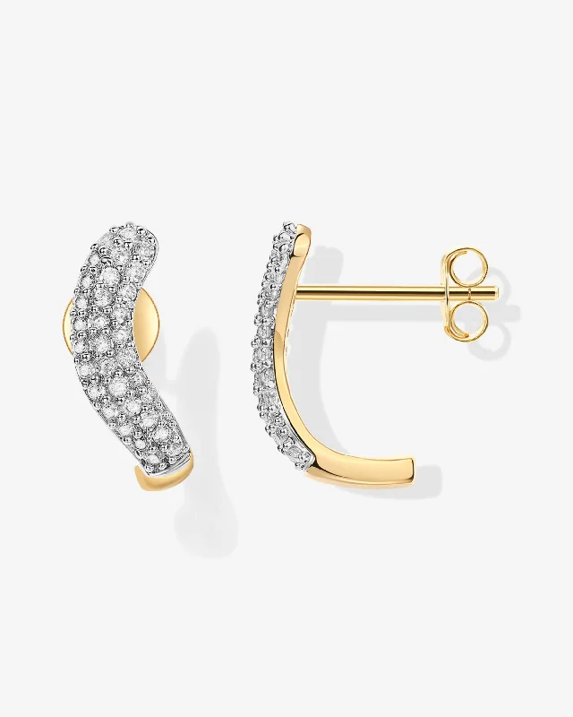 Hoop earrings with abstract wirework for an artistic, unique look-Rhodes Cubic Zirconia Wavy Studs