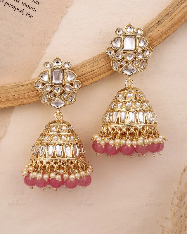 Best hoop earrings with baroque pearls for a luxurious and elegant vibe-Richa Kundan Jhumki-M