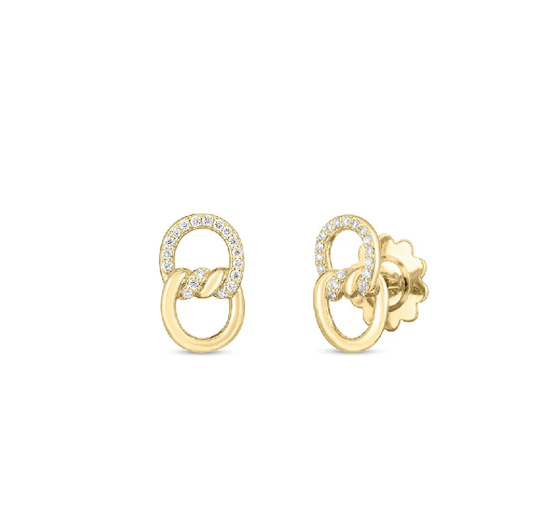 Best hoop earrings with lever-back closures for secure and easy wear-Roberto Coin Cialoma Yellow Gold Diamond Earrings