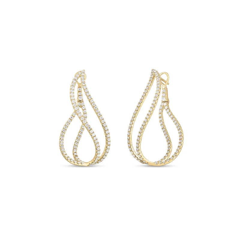 Hoop earrings with textured gold for a refined and sophisticated aesthetic-Roberto Coin Classic Diamond Yellow Gold Twist Earrings