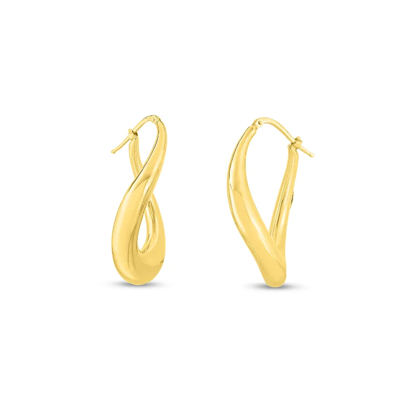 Hoop earrings with a matte black finish for a sleek, edgy vibe-Roberto Coin Designer Gold Organic Twisted Hoop Earrings