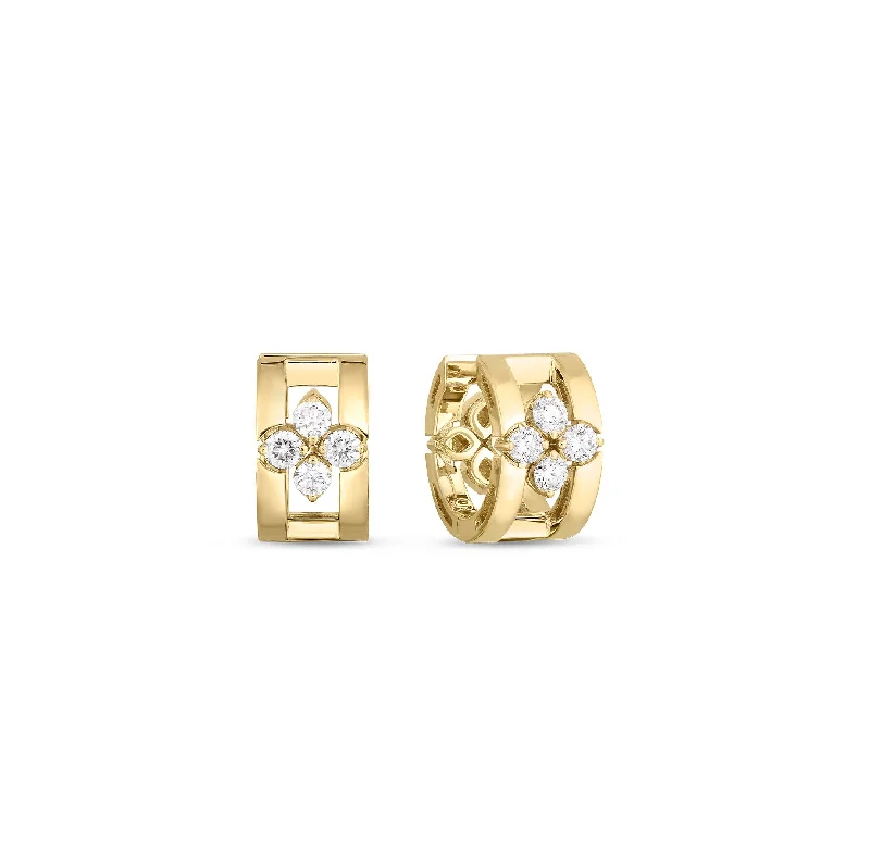 Best hoop earrings with blackened metal for an edgy and bold appearance-Roberto Coin Love in Verona Yellow Gold Diamond Huggie Earrings