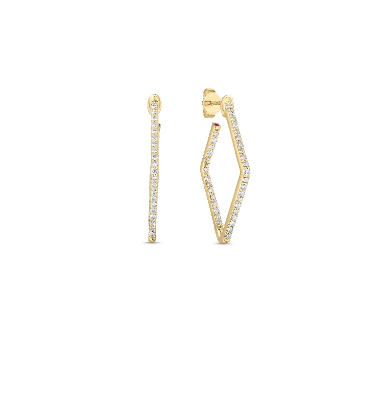 Large hoop earrings for a bold and statement-making fashion accessory-Roberto Coin Tiny Treasures Diamond Square Hoop Earrings