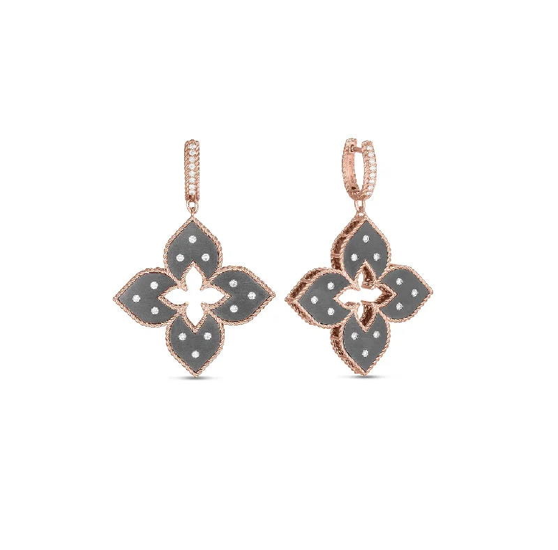 Best hoop earrings with snake-inspired designs for an edgy and fierce vibe-Roberto Coin Venetian Princess Rose Gold Titanium Diamond Earrings