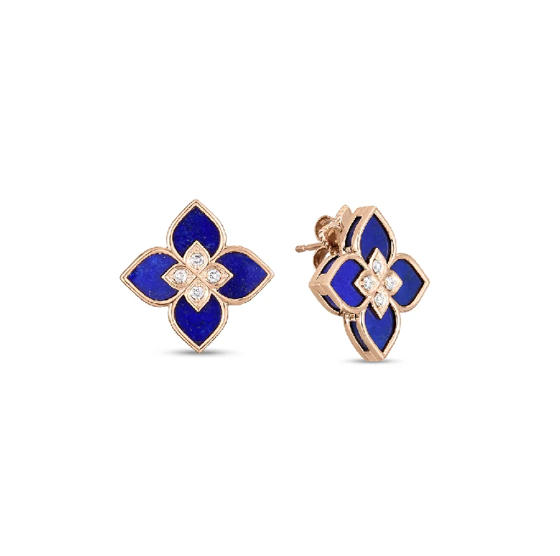 Best hoop earrings with floral designs for a feminine and delicate look-Roberto Coin Venetian Princess Small Lapis and Diamond Earrings