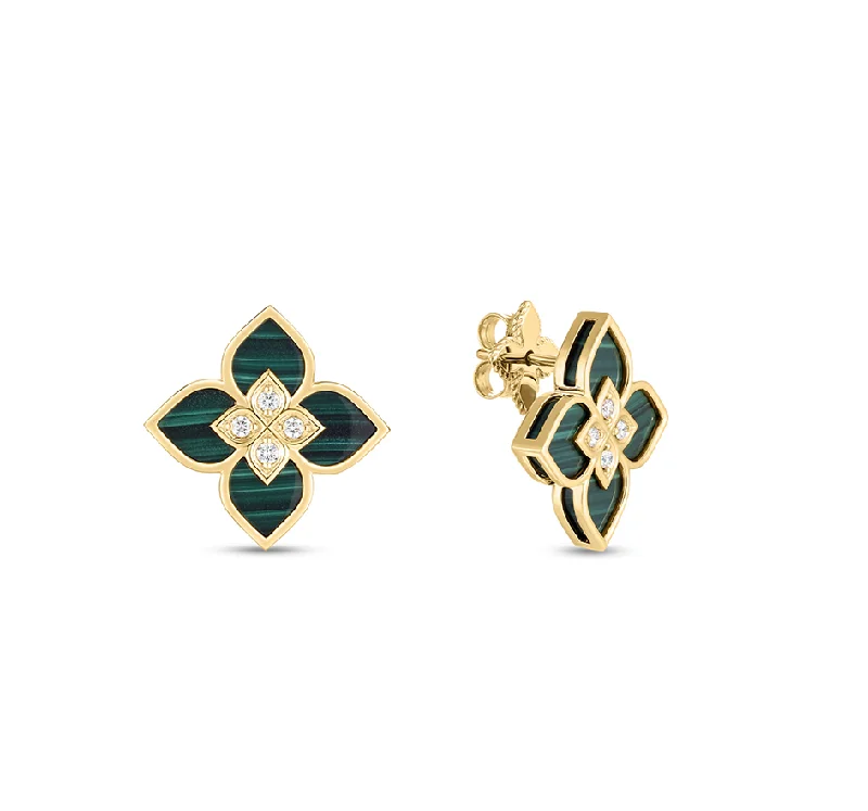 Lightweight hoop earrings for comfortable and all-day wear-Roberto Coin Venetian Princess Small Malachite and Diamond Earrings