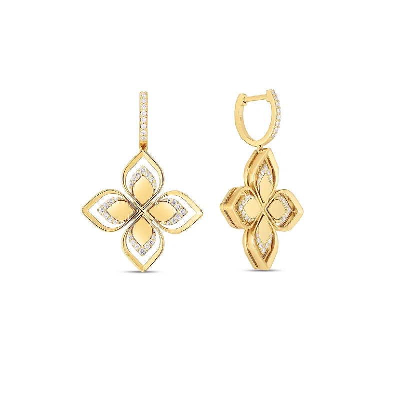 Hoop earrings with diamond-cut surfaces for added sparkle and shine-Roberto Coin Venetian Princess Yellow Gold Diamond Earrings