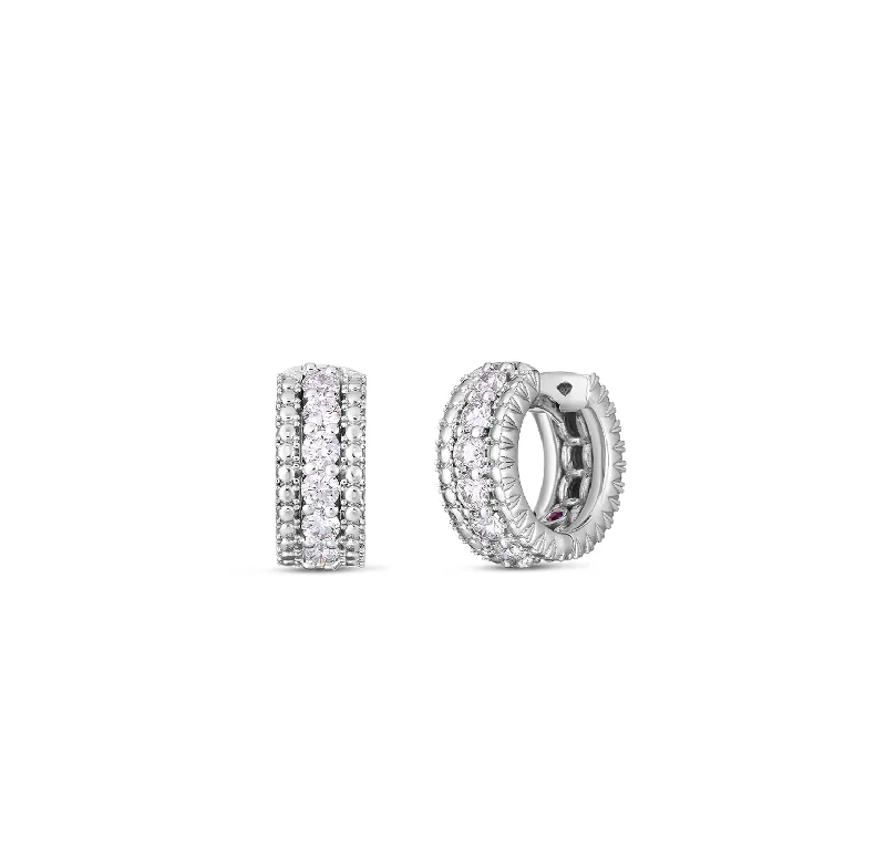 Best hoop earrings with floral designs for a feminine and delicate look-Roberto Coin White Gold Siena Diamond Huggies