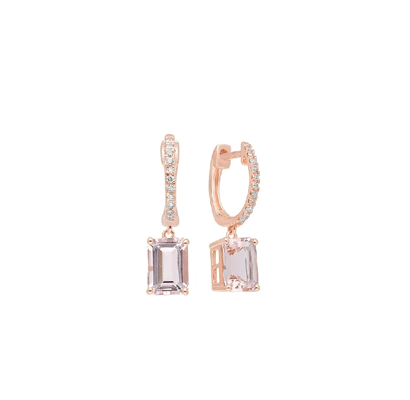 Hoop earrings with multi-tone finishes for a colorful and layered effect-Sabel Collection Rose Gold Morganite and Diamond Dangle Earrings