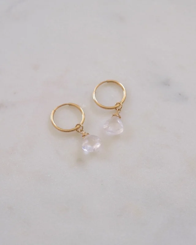 Best hoop earrings with geometric hexagon shapes for a modern, angular look-Rose Quartz Mini Infinity Hoops