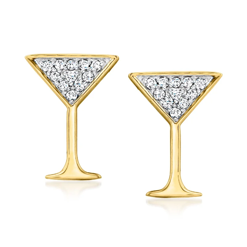 Hoop earrings with cut-out designs for a creative and lightweight effect-Ross-Simons Diamond Martini Earrings in 18kt Gold Over Sterling