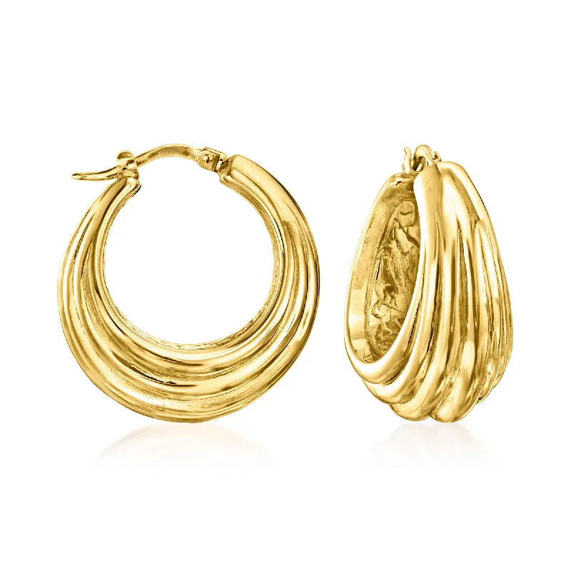 Lightweight hoop earrings for comfortable and all-day wear-Ross-Simons Italian 14kt Yellow Gold Fluted Hoop Earrings