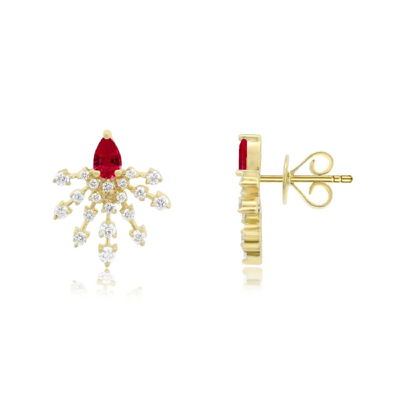 Best hoop earrings with snake chain details for a sleek and modern touch-Ruby and Diamond Burst Earrings