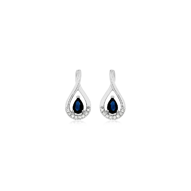 Hoop earrings with infinity loop designs for a continuous and eternal shape-Sabel Collection 14K White Gold Pear Sapphire and Diamond Earrings