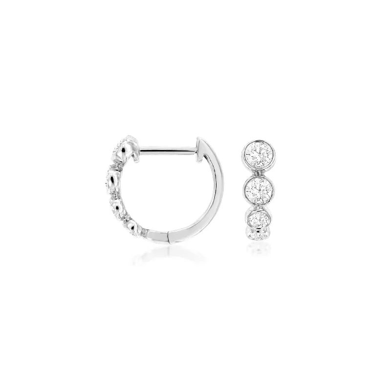 Hoop earrings with abstract wirework for an artistic, unique look-Sabel Collection 14K White Gold Round Diamond Bezel Set Earrings