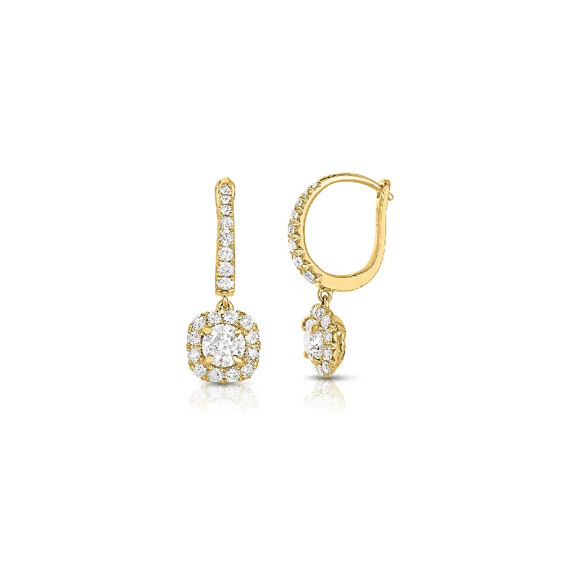 Best hoop earrings with tribal designs for a cultural and exotic aesthetic-Sabel Collection 14K Yellow Gold Round Diamond Halo Earrings