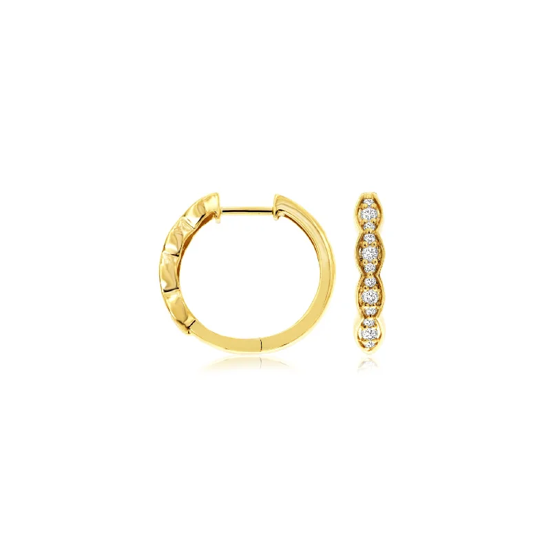 Hoop earrings with floral motifs for a feminine and nature-inspired look-Sabel Collection 14K Yellow Gold Round Diamond Hoop Earrings