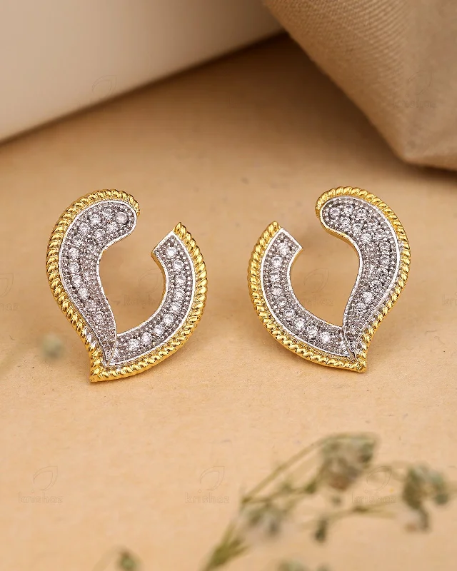 Hoop earrings with twisted metal designs for a dynamic and modern style-Sai Mini Cz Studs