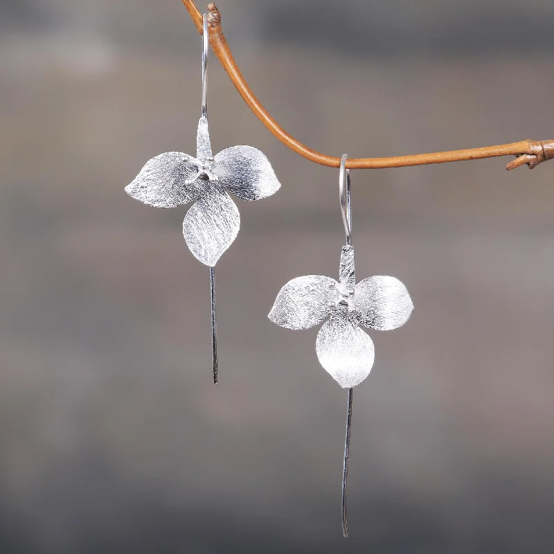 Best hoop earrings with gold-plated finishes for an affordable luxury vibe-Silver Tri Flower Sterling Silver Earrings