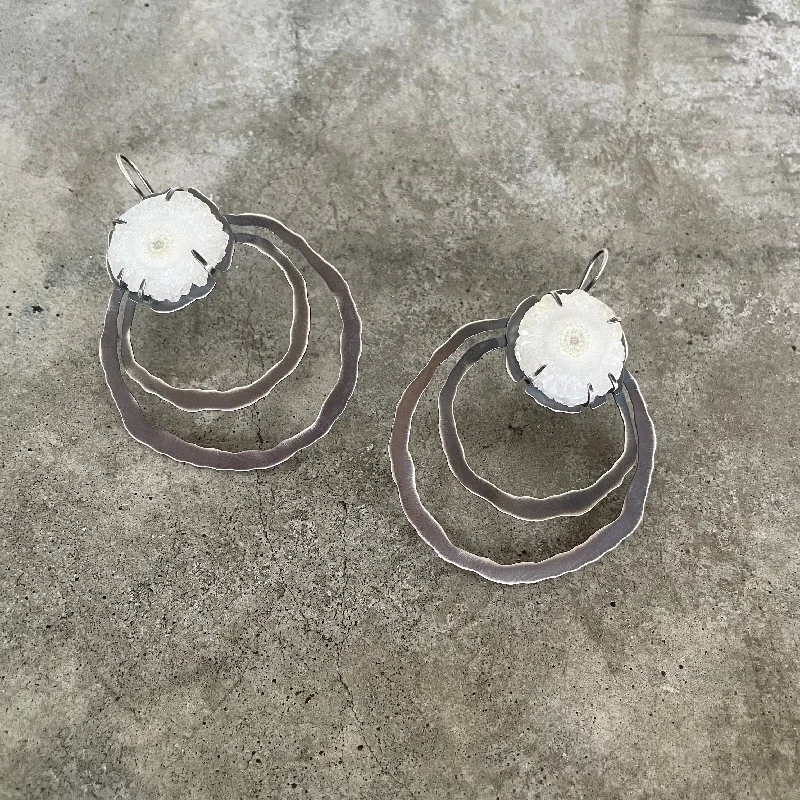 Hoop earrings with faceted crystals for added sparkle and shine-solar quartz rough cut earrings