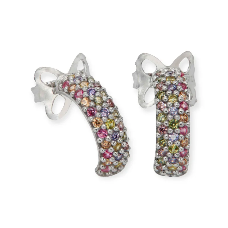 Hoop earrings with intricate designs for a unique and artistic appearance-Adriana Rhodium Plated Sterling Silver Hoops, Multi Color