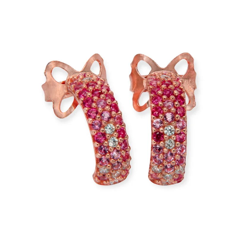 Hoop earrings with twisted leather for a chic and modern boho look-Adriana Rose Gold Hoops, Pink Blush