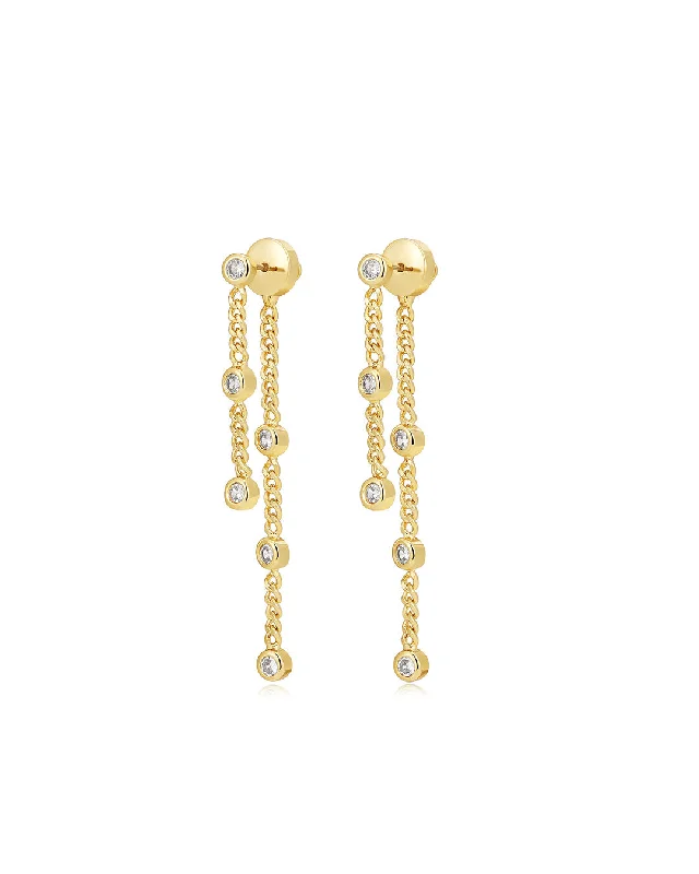 Hoop earrings with braided patterns for a detailed and textured finish-The Estelle Double Chain Studs